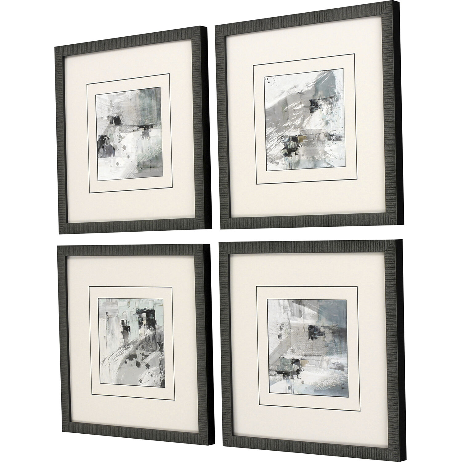 Abstract Blue and Black and Gray and White Framed Art