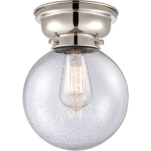 Aditi Large Beacon 1 Light 8 inch Polished Nickel Flush Mount Ceiling Light in Seedy Glass, Aditi