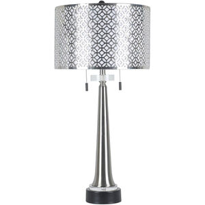 Cameron 33 inch 60.00 watt Silver and Black and Clear Table Lamp Portable Light
