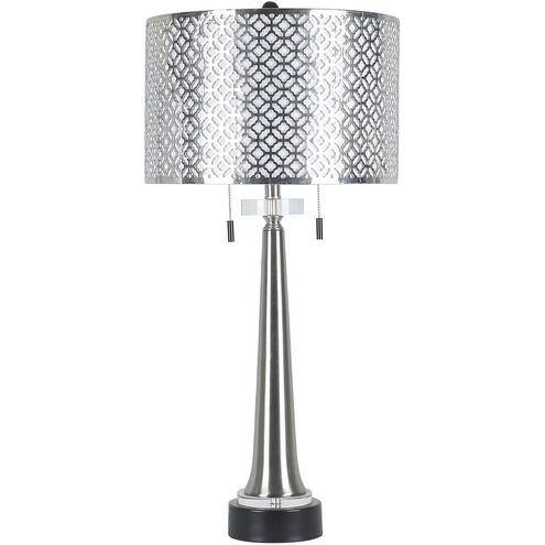 Cameron 33 inch 60.00 watt Silver and Black and Clear Table Lamp Portable Light