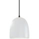 Radiance Collection - Bell Single Drop Pendant in Dark Bronze, Replaceable Bulb, Gloss White outside and inside, Black, Form+Finish+Function