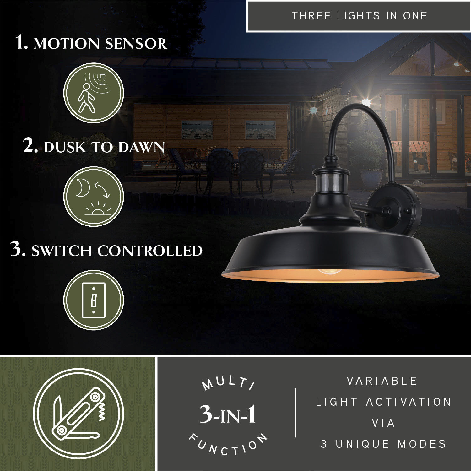 Dorado Dark Bronze and Light Gold Outdoor Motion Sensor