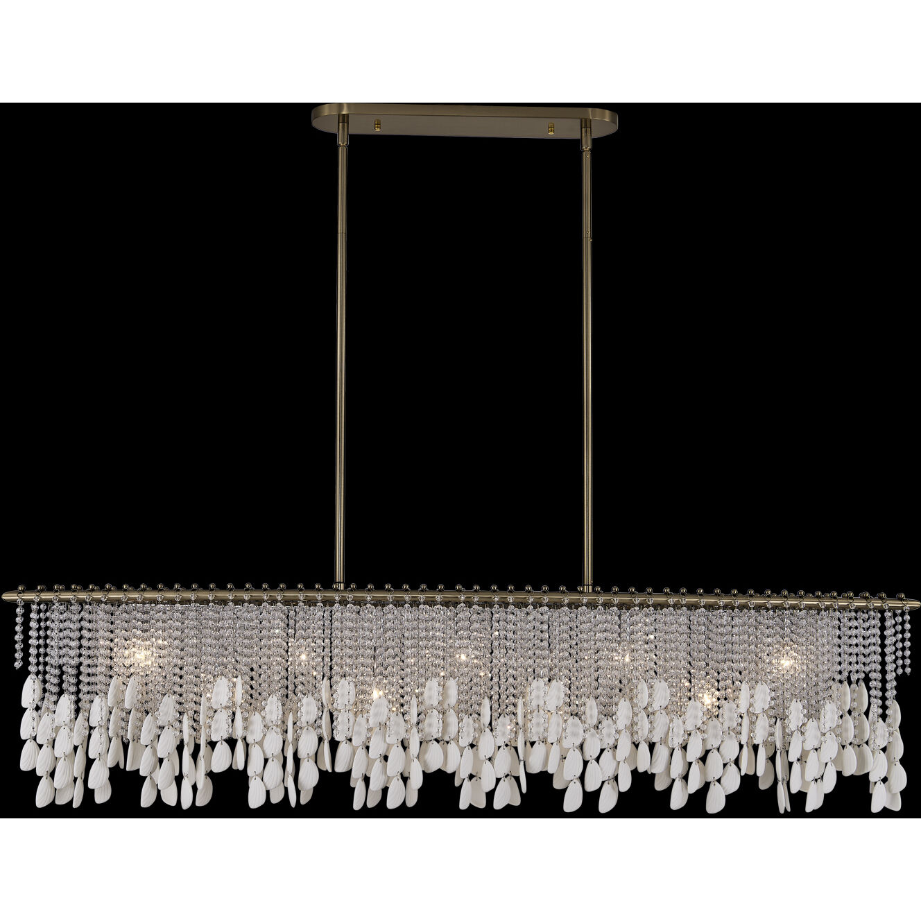 Farfalle 9 Light 9 inch Brushed Champagne Gold Linear Pendant Ceiling Light