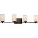 Limoges 4 Light 34 inch Matte Black Vanity Light Wall Light in Pleats, Cylinder with Flat Rim, Incandescent