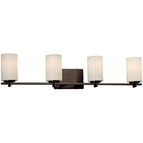 Limoges 4 Light 34 inch Dark Bronze Vanity Light Wall Light in Pleats, Cylinder with Flat Rim, Incandescent