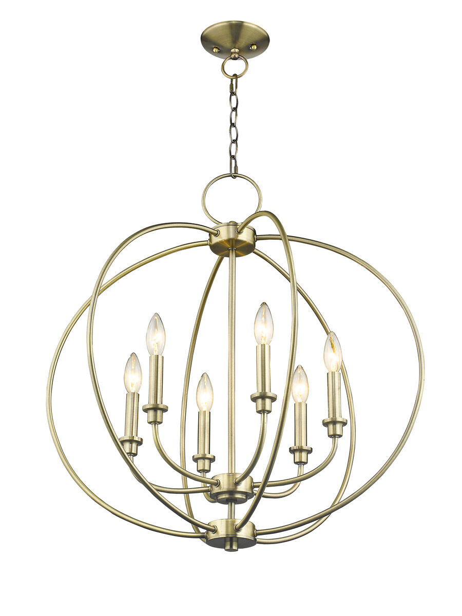 Milania 6 Light 25 inch Antique Brass Chandelier Ceiling Light