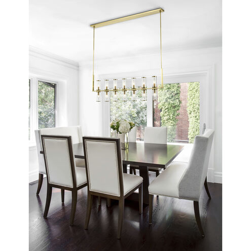 Revolve 14 Light 47.25 inch Clear Glass and Natural Brass Linear Pendant Ceiling Light