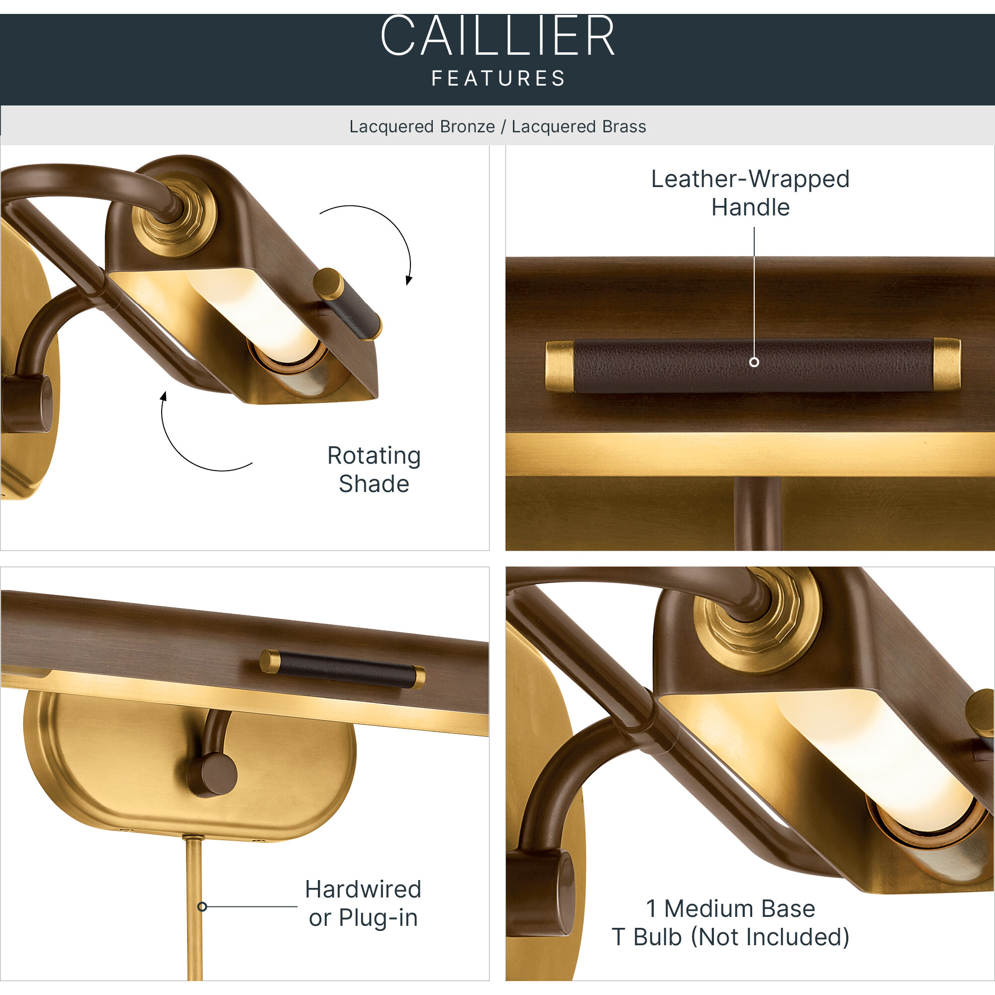 Caillier 13 watt 17.25 inch Lacquered Bronze Picture Light Wall Light