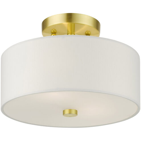 Meridian 2 Light 11 inch Satin Brass Semi Flush Ceiling Light