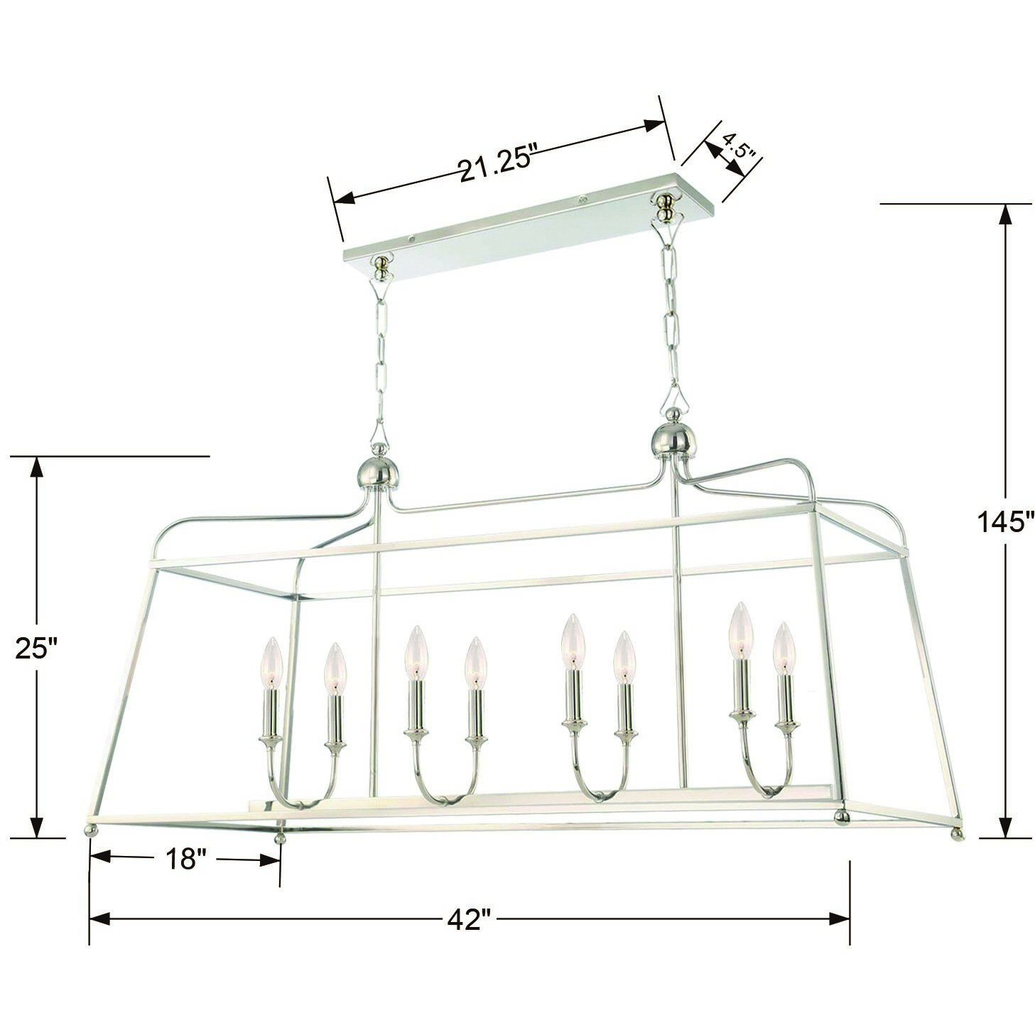 Sylvan 8 Light 42 inch Polished Nickel Linear Chandelier Ceiling Light