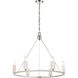 White Stone 6 Light 30 inch Polished Nickel with Sunbleached Oak Chandelier Ceiling Light