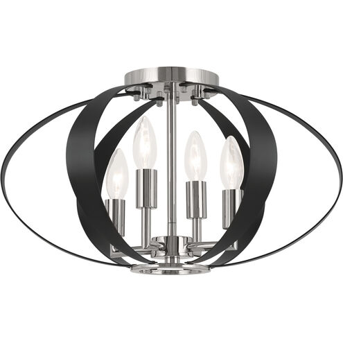 Cecil LED 17.75 inch Polished Nickel and Black Flush Mount Ceiling Light