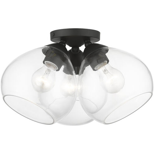 Catania 3 Light 16 inch Black Semi-Flush Ceiling Light