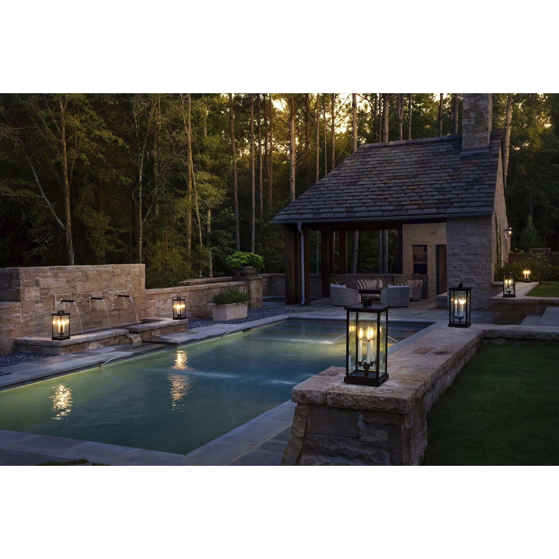 Estate Series Weymouth 3 Light 20.25 inch Black Outdoor Pier Mount Lantern in Non-LED