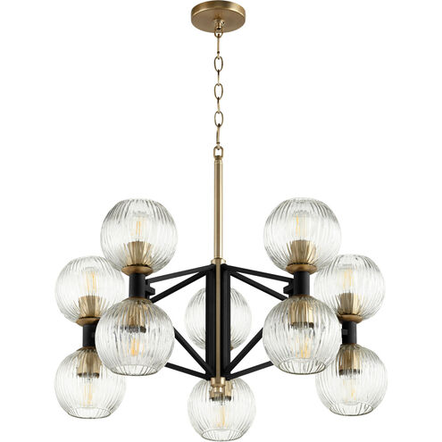 Helios 10 Light 29 inch Noir/Aged Brass Chandelier Ceiling Light