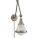 Thomas O'Brien Gale 17 inch 60.00 watt Antique Nickel Swing Arm Wall Light in Seeded Glass