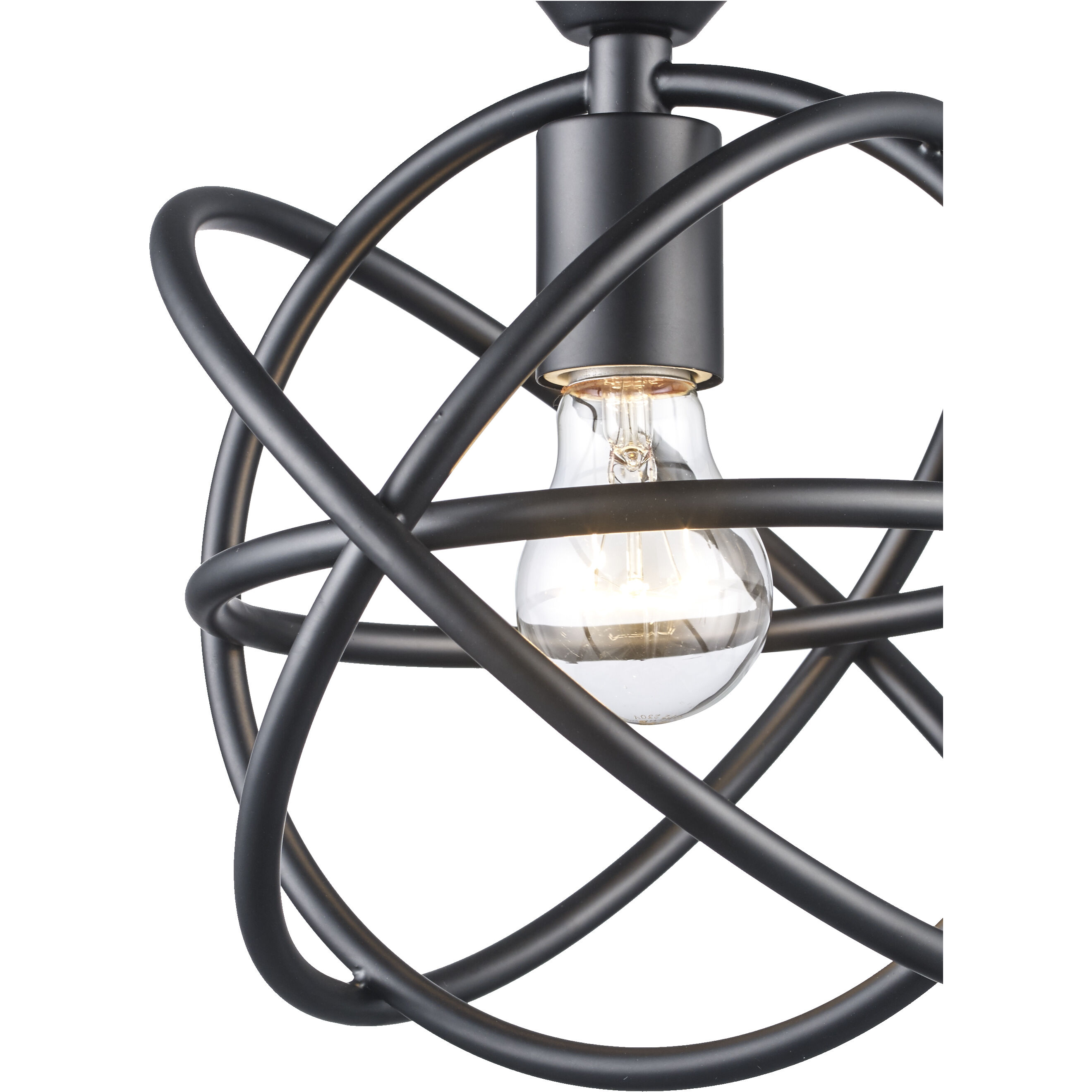 Lyra 1 Light 9 inch Black Semi-Flush Mount Ceiling Light