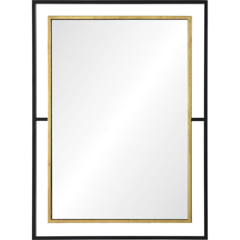 Gray 38 X 28 inch Gold Leaf, Black Wall Mirror