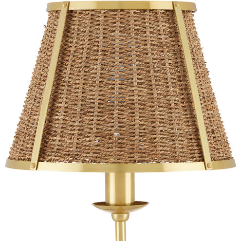 Deauville 55 inch 75 watt Polished Brass/Natural Floor Lamp Portable Light, Suzanne Duin Collection