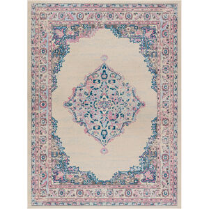 Ustad 122 X 94 inch Pale Pink; Multicolored Rug
