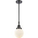 Beacon 1 Light 6 inch Matte Black Mini Pendant Ceiling Light in Matte White Glass