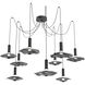 Cumulus LED 60 inch Matte Black with Black Metal Swag Multi-Pendant Chandelier Ceiling Light in 3000K LED