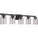 Foxwood 5 Light 37 inch Flat Black with Dark Teak Vanity Light Wall Light in Flat Black/Dark Teak