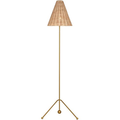AERIN Gustav 58.63 inch 9.00 watt Burnished Brass Floor Lamp Portable Light in Blonde Rattan