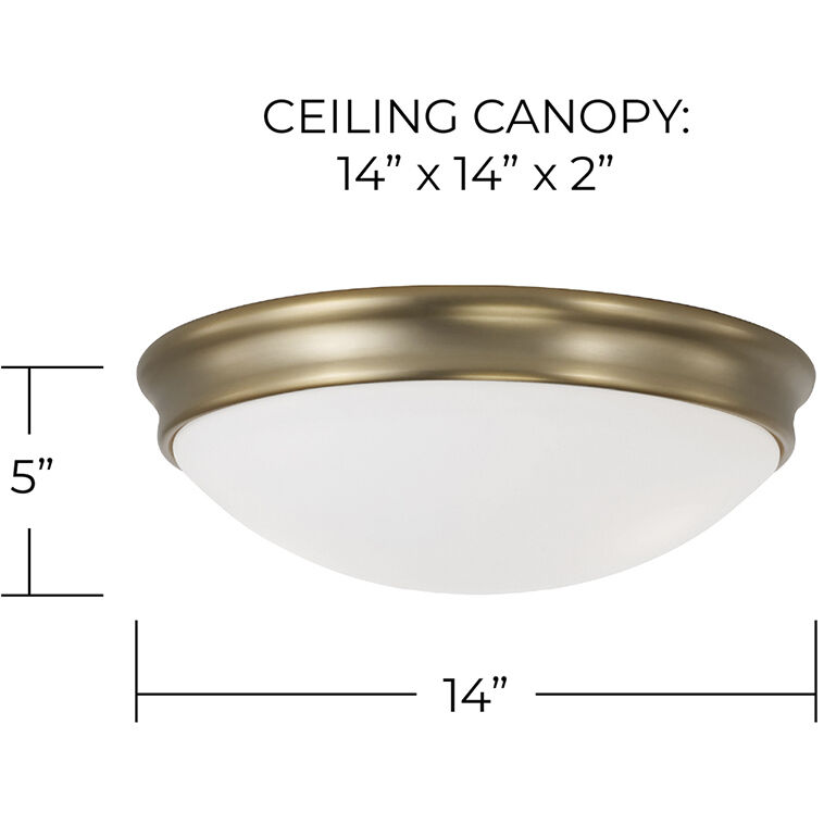 Hansen 3 Light 14 inch Aged Brass Flush Mount Ceiling Light