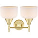 Caden LED 17 inch Satin Brass Bath Vanity Light Wall Light in Matte White Glass