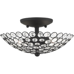 Cassandra 2 Light 11 inch Black Semi Flush Ceiling Light