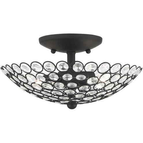 Cassandra 2 Light 11 inch Black Semi Flush Ceiling Light