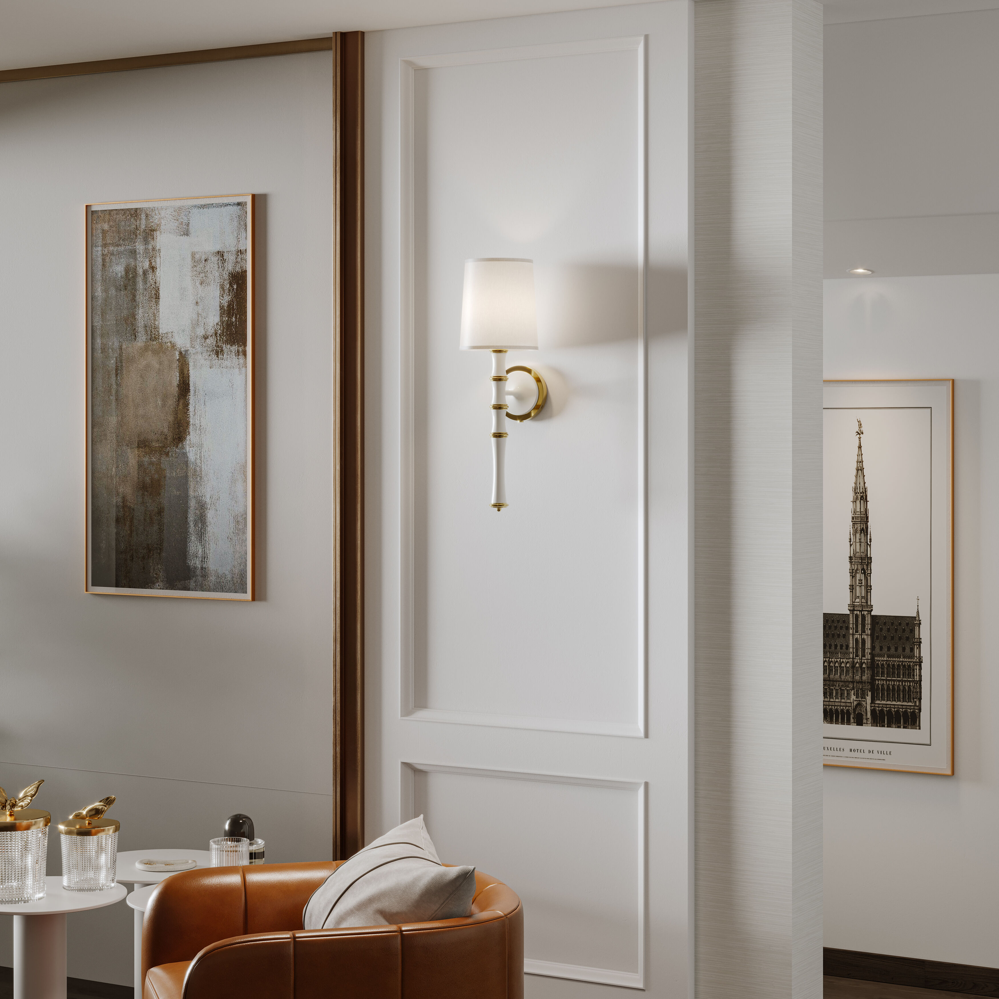 Kane 1 Light 7 inch Daisy with Modern Brass Armed Wall Sconce Wall Light in Fondine