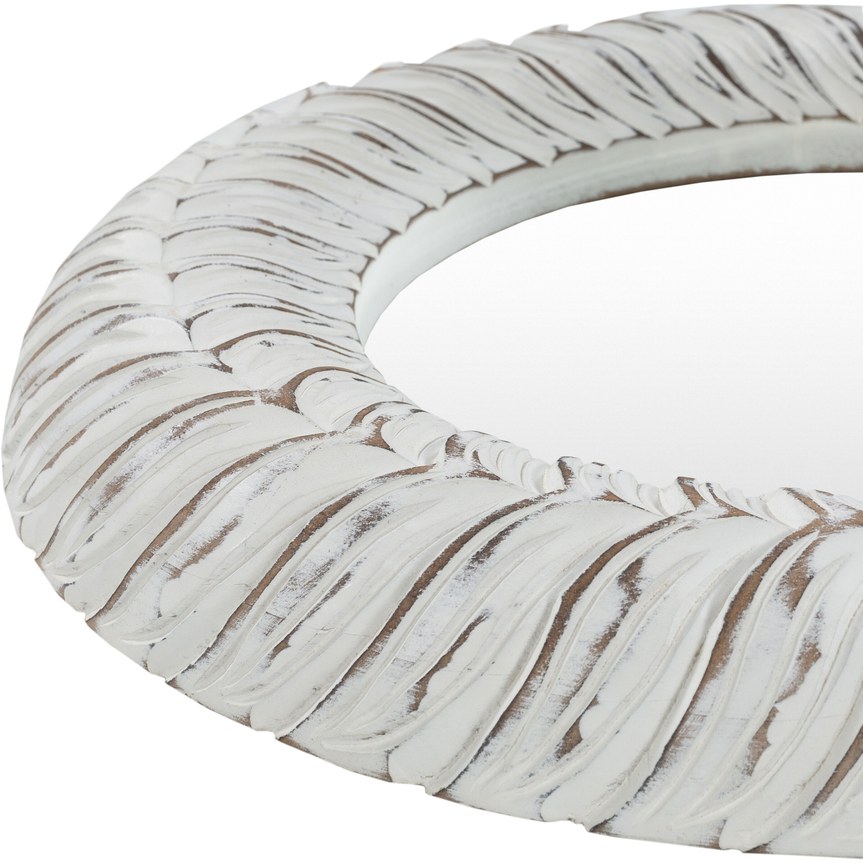 Tanu 17.5 X 17.5 inch White Washed Mirror, Round