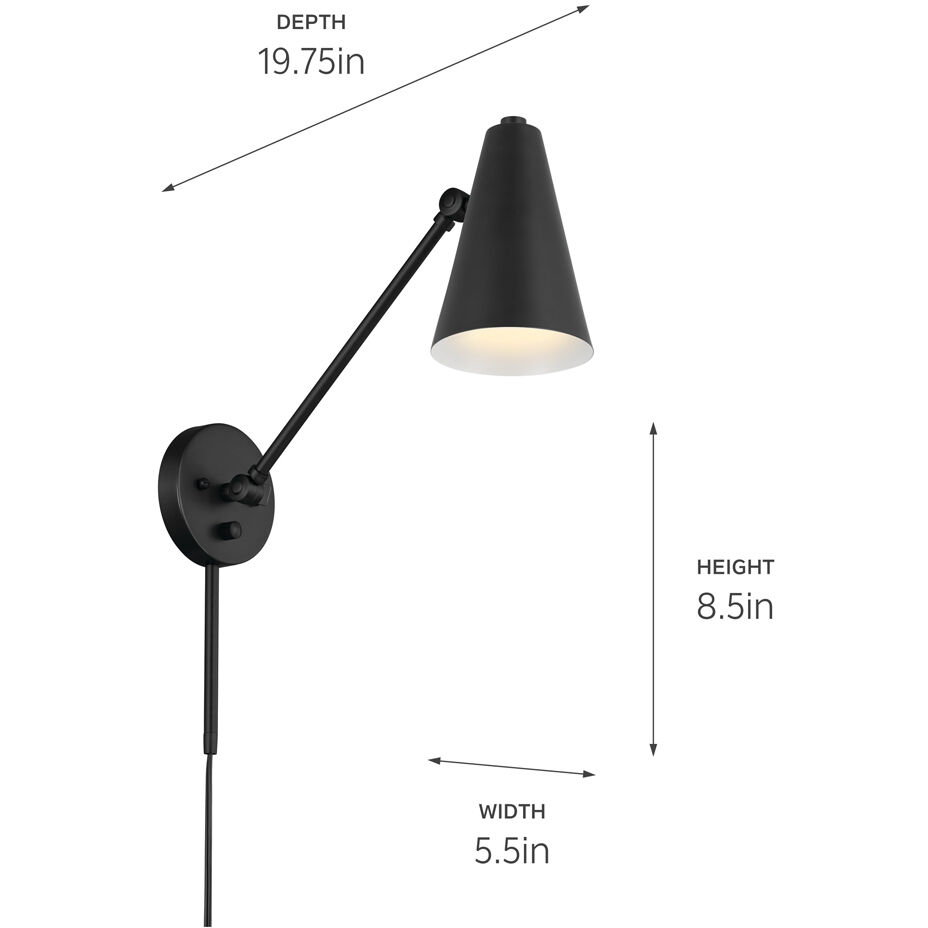 Sylvia 1 Light 5.5 inch Black Wall Sconce Wall Light