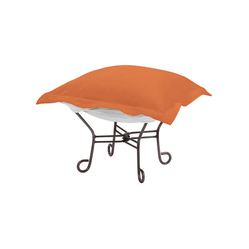 Puff 18 inch Titanium Frame with Seascape Canyon Outdoor Scroll Ottoman with Cover