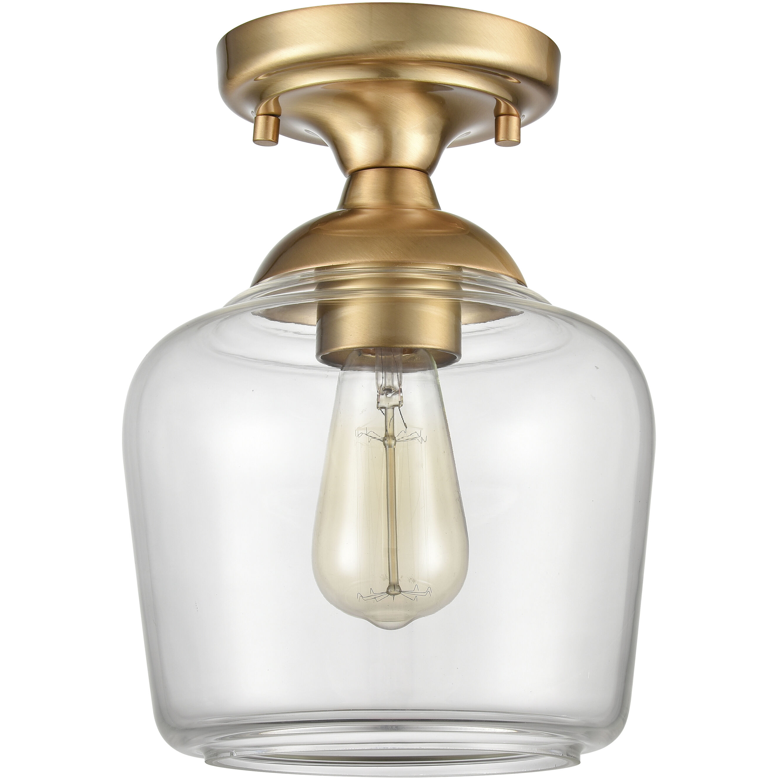 Agnes 1 Light 8 inch Satin Brass Semi Flush Mount Ceiling Light