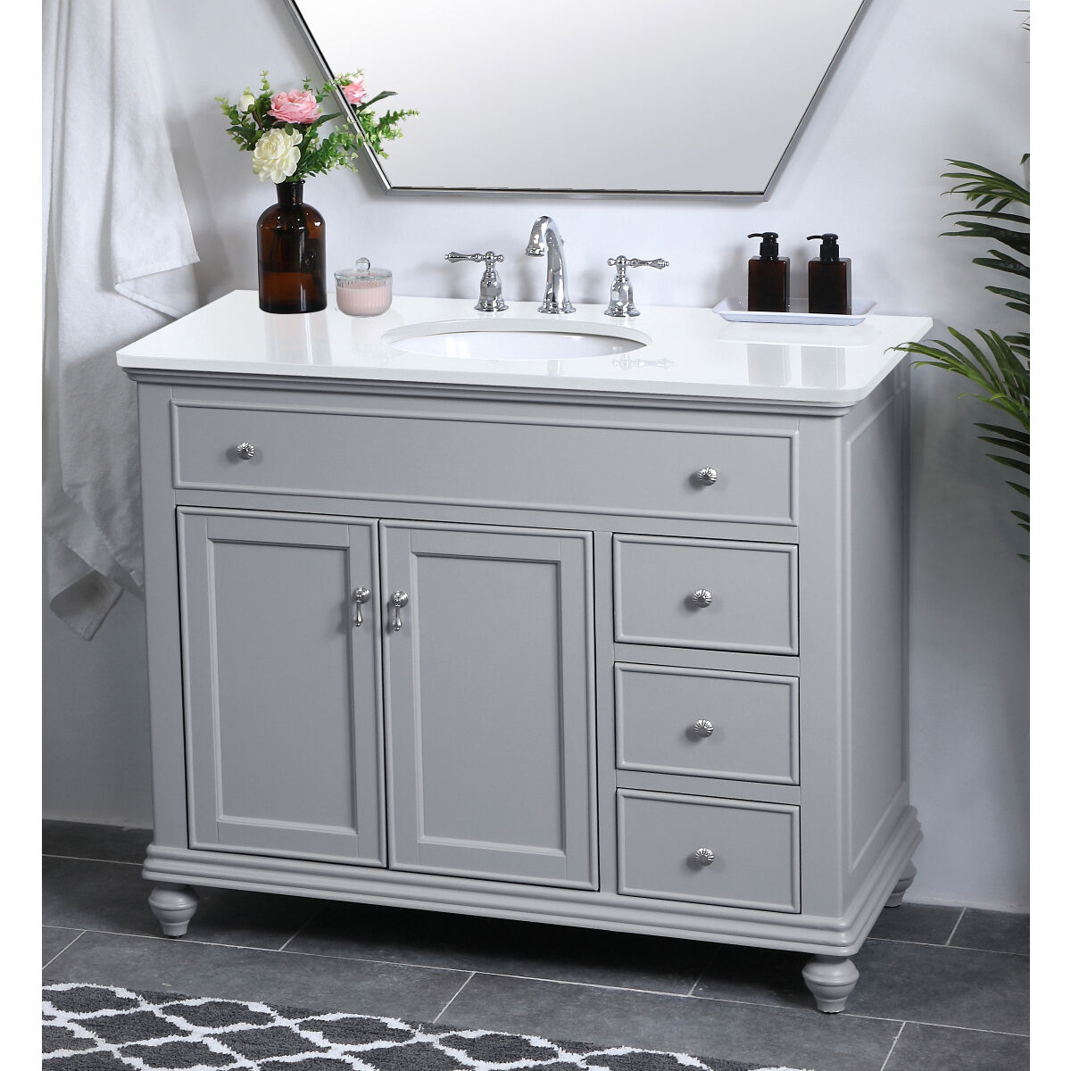 Otto 42 X 21 X 35 inch Grey Vanity Sink Set