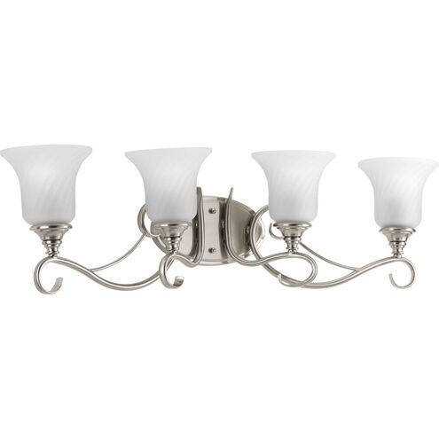 Kensington 4 Light 33 inch Brushed Nickel Bath Vanity Wall Light in Swirl Etched Glass