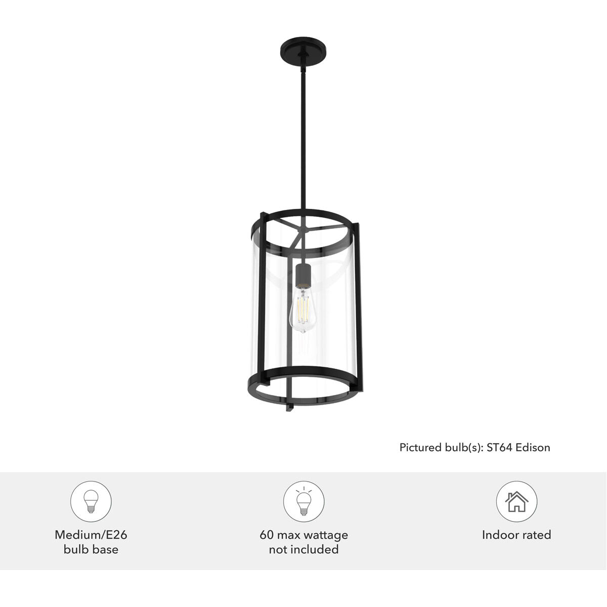 Astwood 1 Light 12 inch Matte Black Pendant Ceiling Light