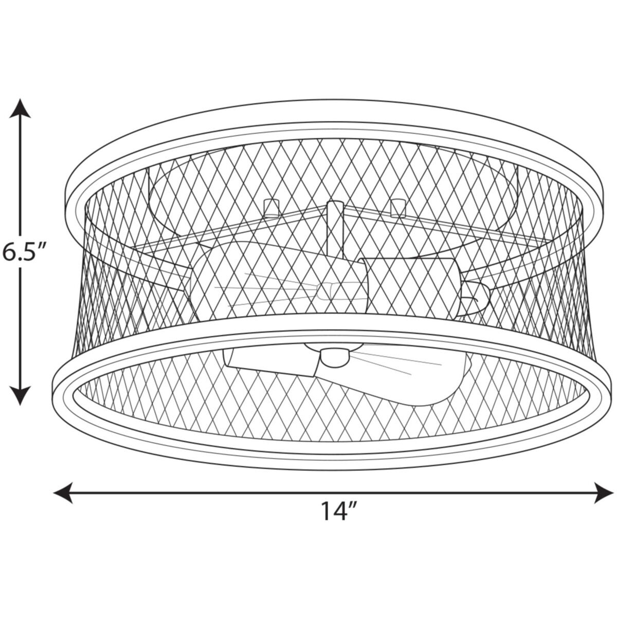 Austelle 2 Light 14 inch Antique Bronze Flush Mount Ceiling Light