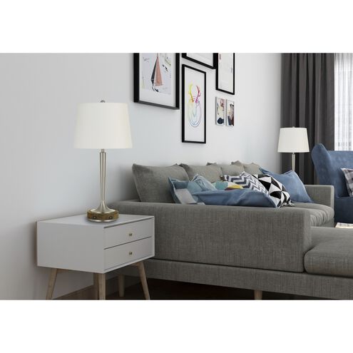 Chester 29 inch 150 watt Brushed Steel And Wood Table Lamp Portable Light