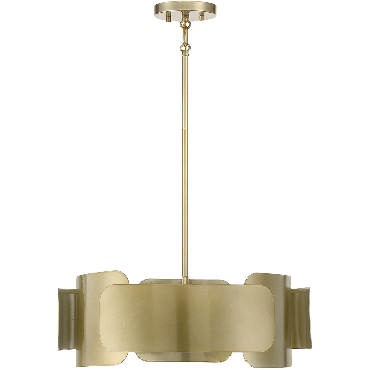 Modern 4 Light 20 inch Burnished Brass Pendant Ceiling Light