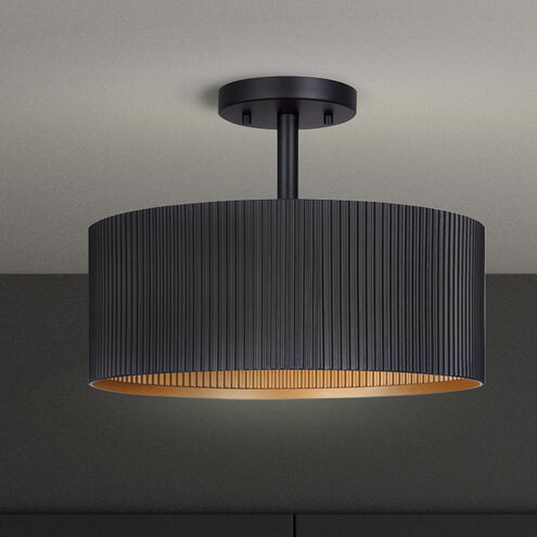 Rexton 2 Light 13 inch Black Semi Flush Ceiling Light