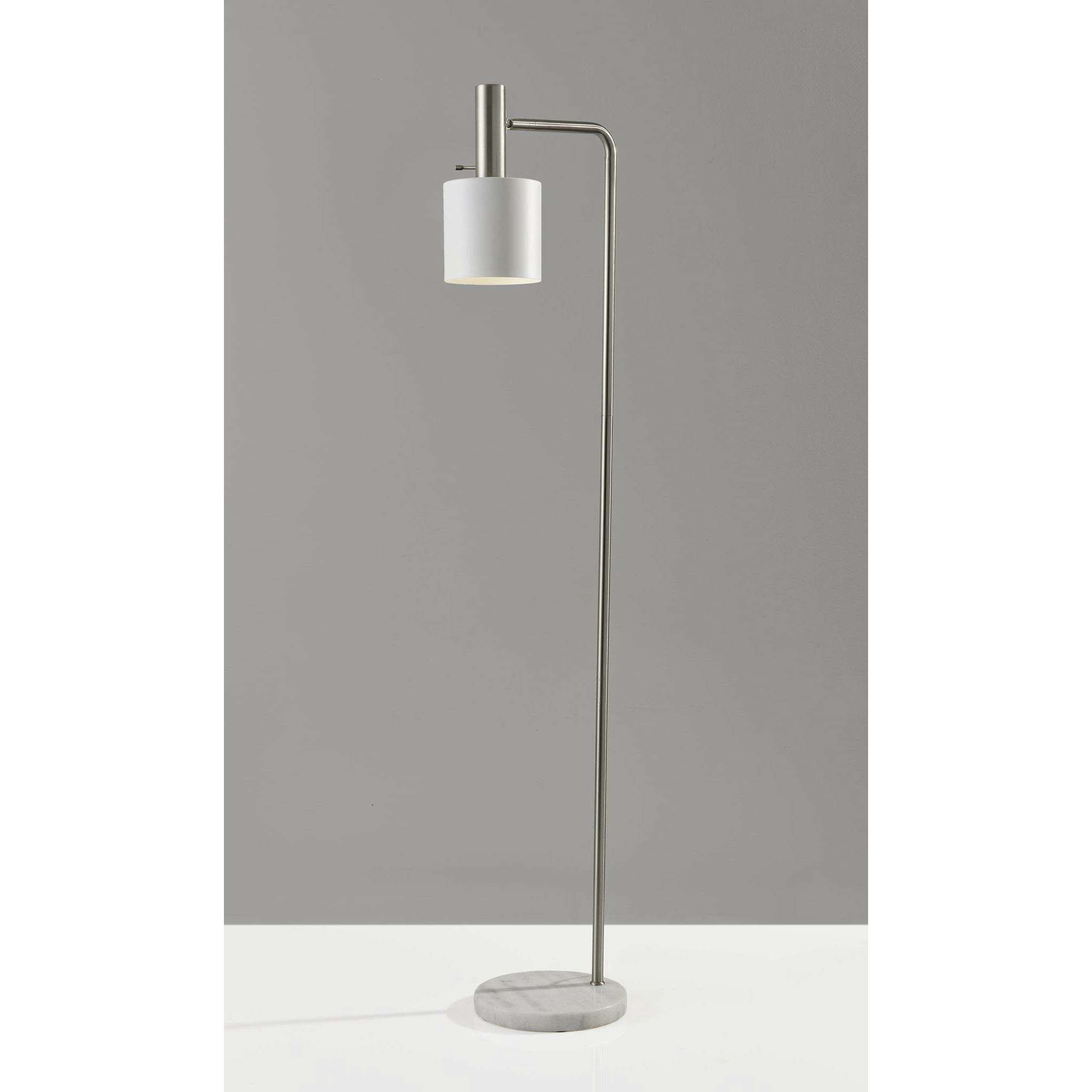 Emmett 61 inch 60 watt Brushed Steel Floor Lamp Portable Light in White