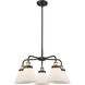 Cone 5 Light 25.75 inch Black Antique Brass Chandelier Ceiling Light in Matte White Glass