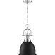Watson 1 Light 10 inch Polished Nickel and Matte Black Pendant Ceiling Light