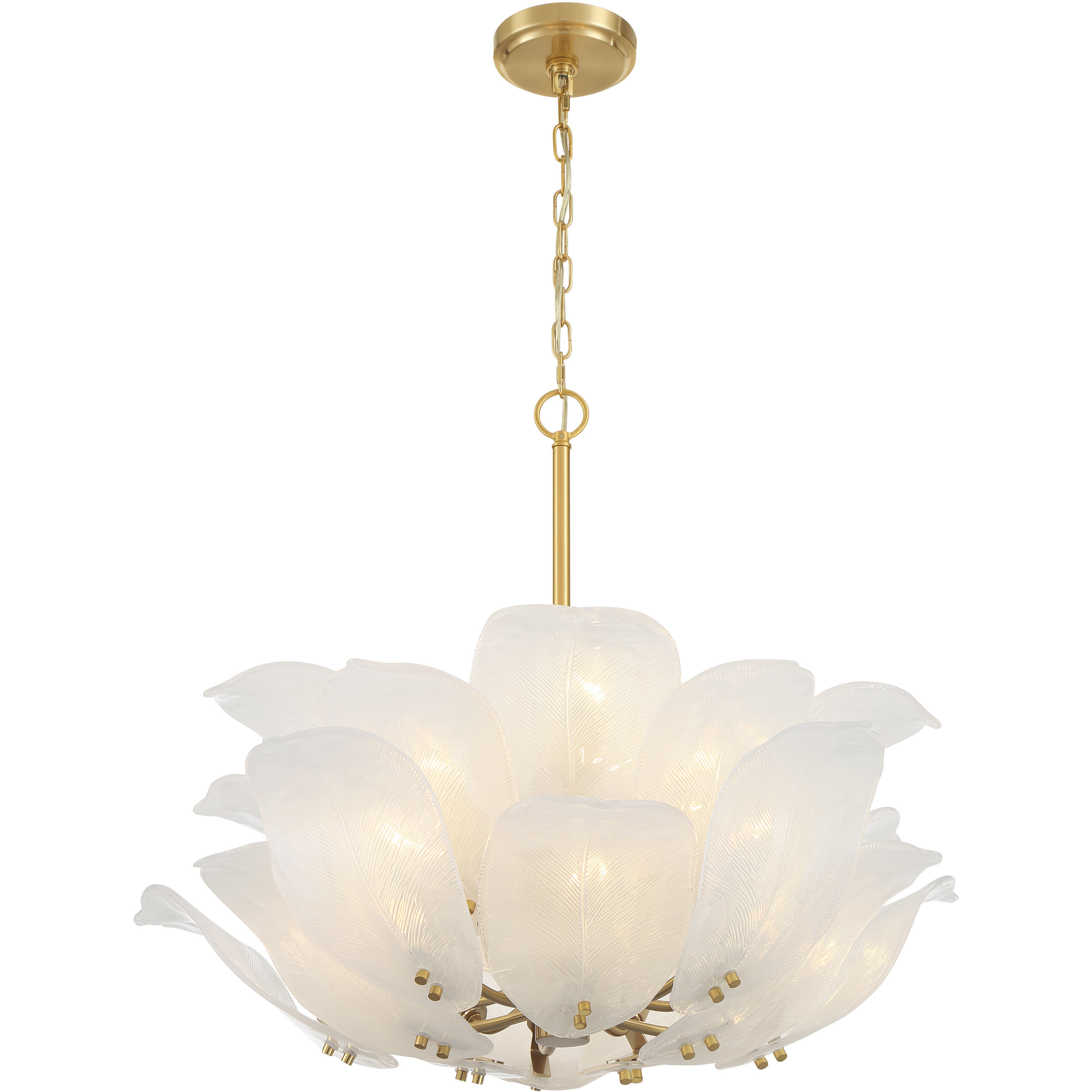 Orchid 10 Light 28.5 inch Legacy Brass Pendant Ceiling Light in White Handmade Glass