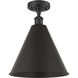 Edison Cone 1 Light 16 inch Matte Black Semi-Flush Mount Ceiling Light