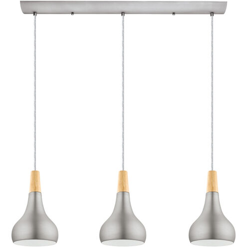 Sabinar 3 Light 34.65 inch Brushed Nickel Linear Pendant Ceiling Light